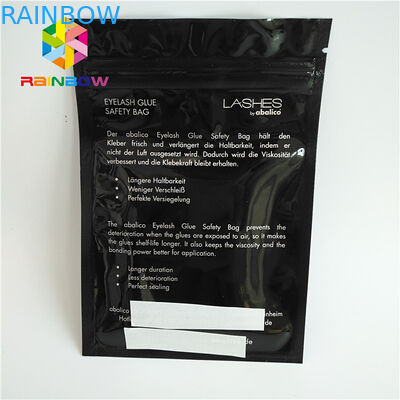 Zip Top Heat Seal Packaging Bags Bulu Mata Holographic Stand Up Pouch Clear Depan