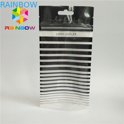 Zip Top Heat Seal Packaging Bags Bulu Mata Holographic Stand Up Pouch Clear Depan