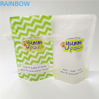 Disesuaikan Pencetakan Spout Pouch Kemasan Tutup Aman Anak Reusable Baby Food Pouch