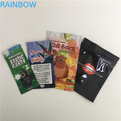 Gravure Printing Stand Up Pouch 100MG CBD Edibles THC Gummies Bear Candy Ziplock