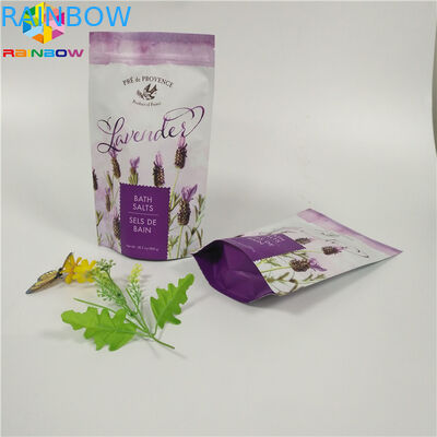 Kustom Matte Printing Foil Pouch Kemasan datar bawah Body Scrub Bag Dengan Zipper