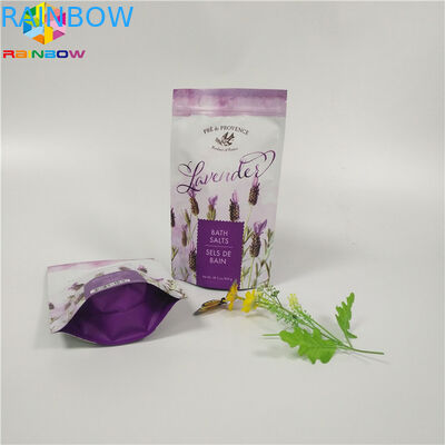 Kustom Matte Printing Foil Pouch Kemasan datar bawah Body Scrub Bag Dengan Zipper