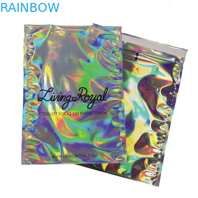 Waterproof Shiny Rainbow Metallic Aluminium Foil Bags Holographic Mailer Jewelry Pac