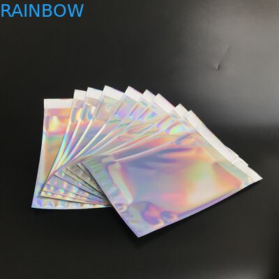 Waterproof Shiny Rainbow Metallic Aluminium Foil Bags Holographic Mailer Jewelry Pac