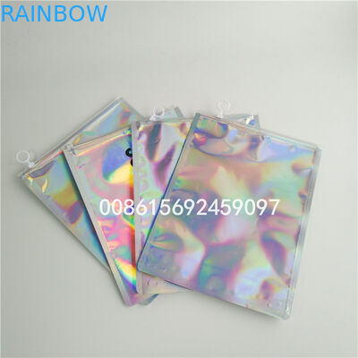 Waterproof Shiny Rainbow Metallic Aluminium Foil Bags Holographic Mailer Jewelry Pac