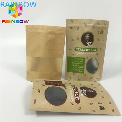 Kertas Kraft Ziplock Stand Up Kantung Aluminium Foil Self Stand Bukti Kelembaban Untuk Nut Snack