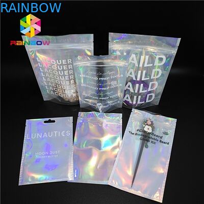 Metallic Label Sticker Holographic Foil Packaging Bags Self Adhesive Untuk Edible Glitter / Shimmer