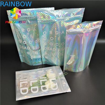 Metallic Label Sticker Holographic Foil Packaging Bags Self Adhesive Untuk Edible Glitter / Shimmer