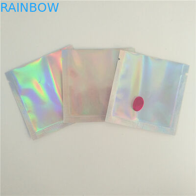 Kemasan Pelangi Disegel Kantong Plastik Panas Disegel Mini Transparan Holographic Jewelry Pouch