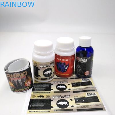 Pvc Transparan Panas Menyusut Lengan Label Barcode Metallic Holographic Untuk Kotak / Botol Pil