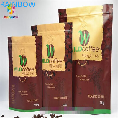 Aluminium Foil Standable Zipper Stand Up Pouch, Dicetak Ziplock Bags Dengan Valve