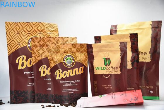 Aluminium Foil Standable Zipper Stand Up Pouch, Dicetak Ziplock Bags Dengan Valve