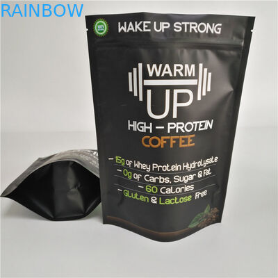 Matte Hitam Biodegradable Stand Up Zipper Pouch Bags Plastik Mylar Coffee Sachet Packaging