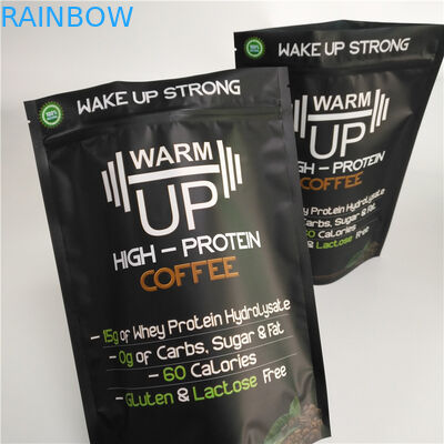 Matte Hitam Biodegradable Stand Up Zipper Pouch Bags Plastik Mylar Coffee Sachet Packaging