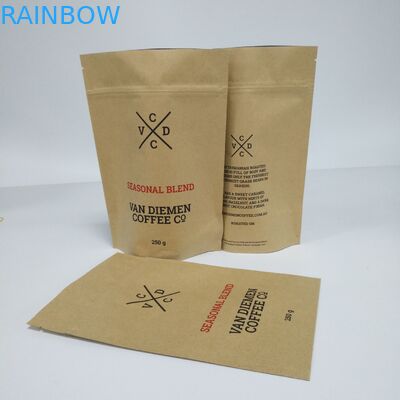Kraft Brown Paper Snack Bag Kemasan Stand Up Pouch Bawah Datar Dengan Zipper