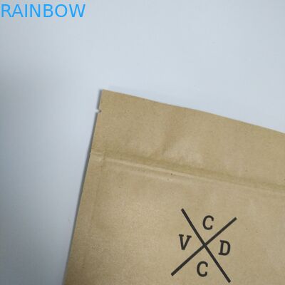 Kraft Brown Paper Snack Bag Kemasan Stand Up Pouch Bawah Datar Dengan Zipper