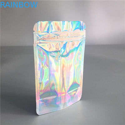 Iridescent Clear Depan Aluminium Foil Bags Ziplock Hologram Untuk Eyelash / Brush