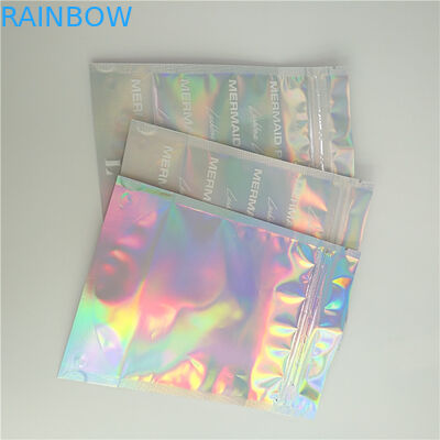 Stand Up Holographic Bags Dengan Efek Holografik Depan Jelas dan Belakang untuk Kemasan Comestic Bulu Mata