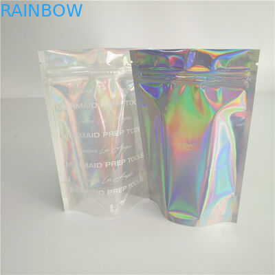 Stand Up Holographic Bags Dengan Efek Holografik Depan Jelas dan Belakang untuk Kemasan Comestic Bulu Mata