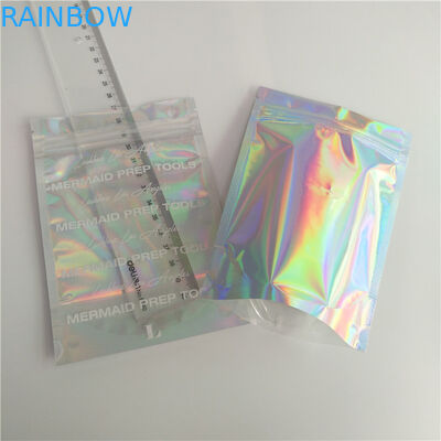 Stand Up Holographic Bags Dengan Efek Holografik Depan Jelas dan Belakang untuk Kemasan Comestic Bulu Mata