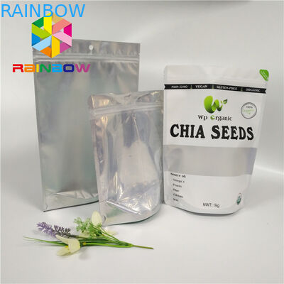 Grosir Food Grade Aluminium Foil Berdiri Tas Ziplock Dengan Jendela Depan Yang Jelas Untuk Biji / Buah Kering