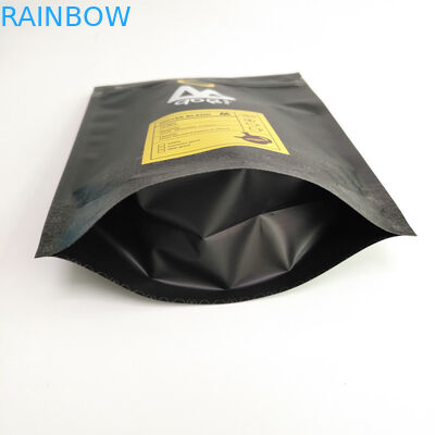 1 kg 500 gram 250 gram Stand Up Black Matte Coffee Packaging Bags Dengan Top Zipper dan Aluminium Foil Inside Bags
