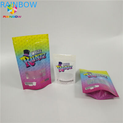 Aluminium Foil Jendela Plastik Tas Penyimpanan Ritsleting Logo Kustom Holographic Tear Notch