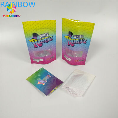 Aluminium Foil Jendela Plastik Tas Penyimpanan Ritsleting Logo Kustom Holographic Tear Notch