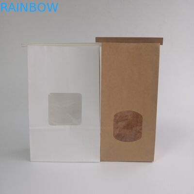 Tin Tie Brown Side Gusset Kertas Kraft Dicetak Ziplock Bags Kemasan Item Dengan Jendela