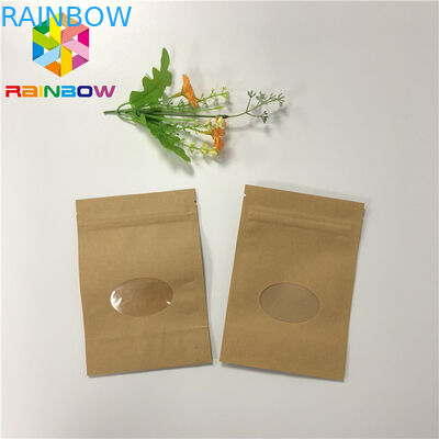 Three Side Sealed Kraft Stand Up Zipper Pouch Bags Untuk Kemasan Buah Kering