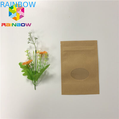 Three Side Sealed Kraft Stand Up Zipper Pouch Bags Untuk Kemasan Buah Kering