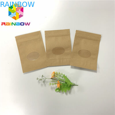 Three Side Sealed Kraft Stand Up Zipper Pouch Bags Untuk Kemasan Buah Kering