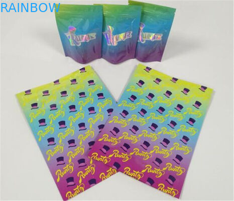 3,5 Gram Kantong Plastik Kemasan Label Kustom Dicetak Cookies CBD Ditutup Kembali Ziplock