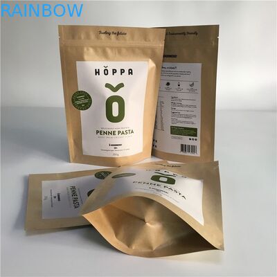 Kraft Stand Up Zip Lock Pouch Paper Bags Disesuaikan Aluminium Foil Zipper Lock