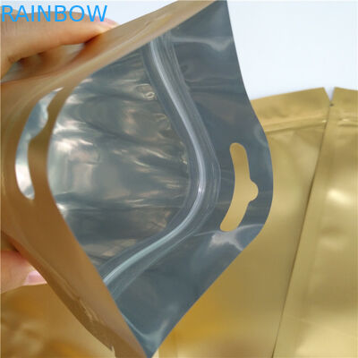 Top Zipper Stand Up Pouch Bags Bahan Laminated Dengan Euro / Round Hanging Hole