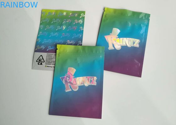 Mylar Hologram Aluminium Foil Stand Up Pouch Runtz Bag 100 Micron Tebal Untuk Makanan