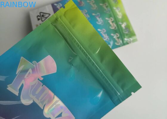 Hologram Weed Stand Up Zipper Pouch Tas Runtz Bau Bukti Dengan Jendela Jelas