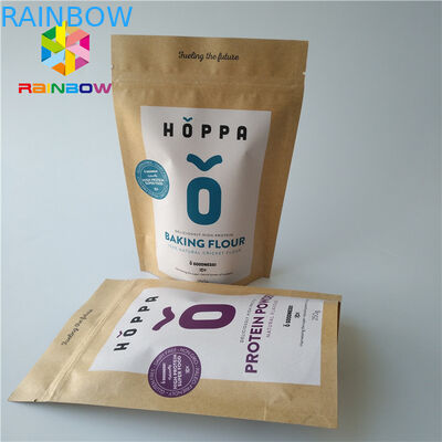 Kemasan kantong Foil ramah lingkungan Food Grade Ziplock Logo dicetak kertas kerajinan Kraft