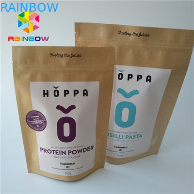 Kemasan kantong Foil ramah lingkungan Food Grade Ziplock Logo dicetak kertas kerajinan Kraft