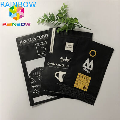 Matt Hitam 200g Aluminium Foil Berdiri Kantong Kunci Zip Tas Kopi Pencetakan Gravure