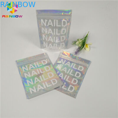 Heat Seal Cosmetic Packaging Bag Hapus Hologram Mylar Ziplock Flat Plastic Material