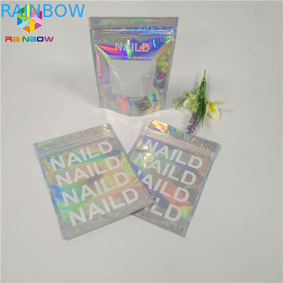 Heat Seal Cosmetic Packaging Bag Hapus Hologram Mylar Ziplock Flat Plastic Material