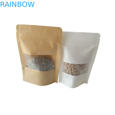 Reusable Snack Bag Packaging Kustom Dicetak Kraft Food Stand Up Pouch Sertifikat SGS