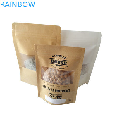 Reusable Snack Bag Packaging Kustom Dicetak Kraft Food Stand Up Pouch Sertifikat SGS