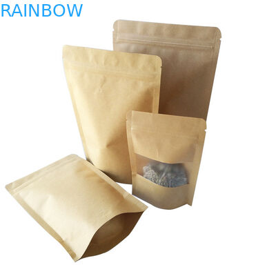 Reusable Snack Bag Packaging Kustom Dicetak Kraft Food Stand Up Pouch Sertifikat SGS