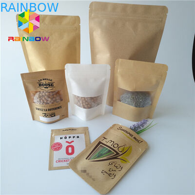 Reusable Snack Bag Packaging Kustom Dicetak Kraft Food Stand Up Pouch Sertifikat SGS