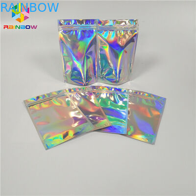 Tas Kemasan Kosmetik yang Dapat Ditutup Kembali Foil Hologram Mylar Ziplock Pouch Dengan Air Mata Mudah