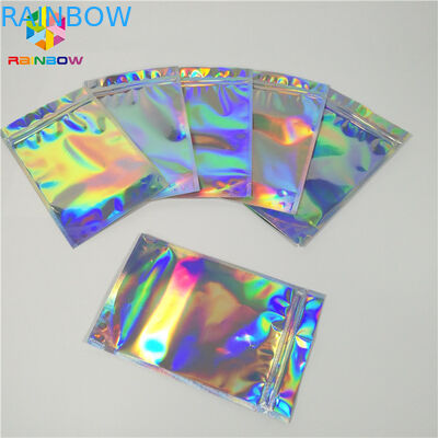 Tas Kemasan Kosmetik yang Dapat Ditutup Kembali Foil Hologram Mylar Ziplock Pouch Dengan Air Mata Mudah
