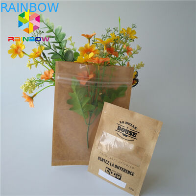 Brown Kraft Paper Bag Filter Kemasan Coffee Powder Bags Matt Permukaan Dengan Jendela