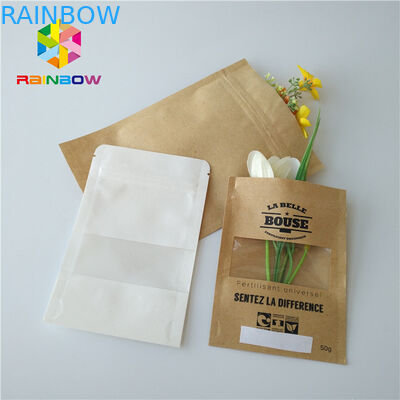 Brown Kraft Paper Bag Filter Kemasan Coffee Powder Bags Matt Permukaan Dengan Jendela